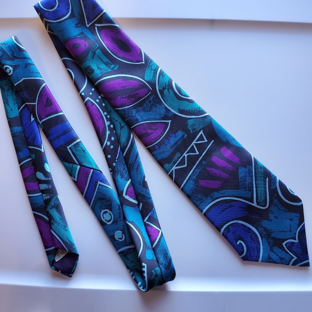 Vintage Mens Tie - Retro Costume Fun Colors Abstract Art Womens Mens - Picture 2 of 7